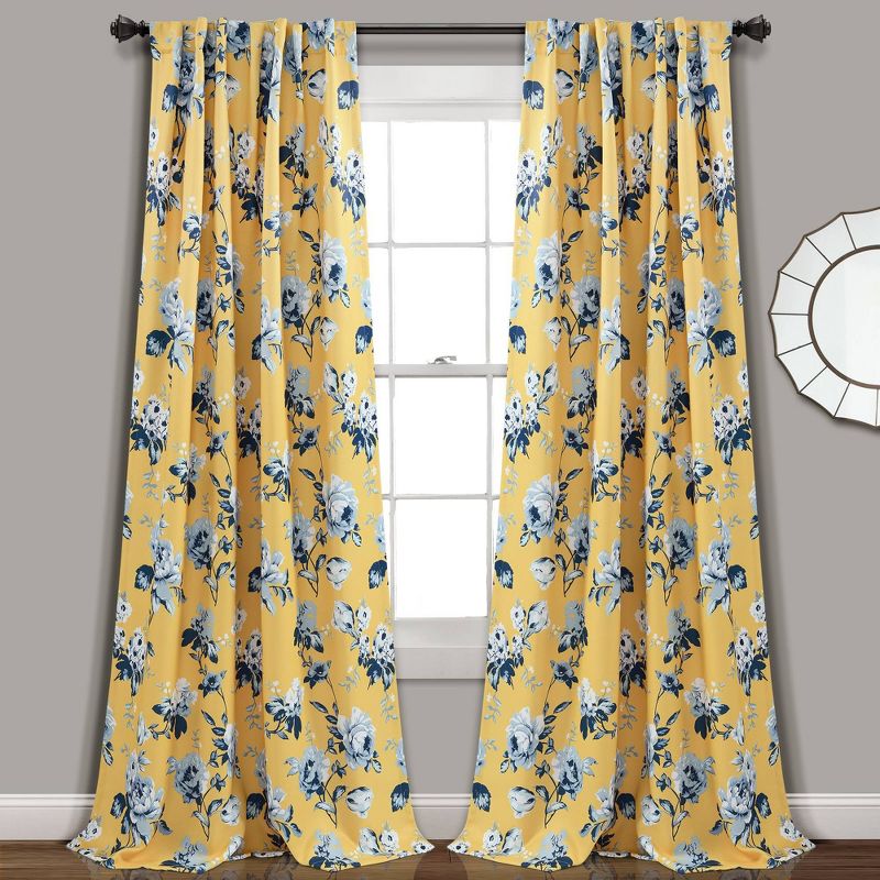Set of 2 Tania Floral Light Filtering Window Curtain Panels - Lush Décor, 1 of 11