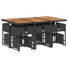 vidaXL Patio Dining Set with Cushions Table and Chairs Outdoor Poly Rattan - Black and Cream Wood 10-Piece - 4 of 4