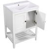 24" Black Modern Sleek Bathroom Vanity Elegant Ceramic Sink with Solid Wood Frame Open Style Shelf - 4 of 4