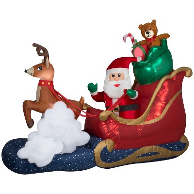 Gemmy Animated Christmas Inflatable Santa In Sleigh, 7 Ft Tall, Multi ...