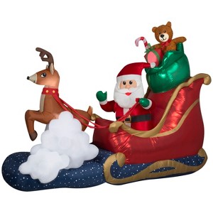 Gemmy Animated Christmas Inflatable Santa in Sleigh, 7 ft Tall, Multi - 1 of 4