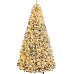 Vivatrees 7.5 Ft Prelit Artificial Christmas Tree, with Warm White Lights, Snow Flocked, Metal Stand, Hinged Branches, Xmas Tree for Decor, White - 1 of 4