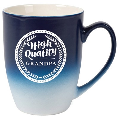 Elanze Designs Top Choice Grandpa Two Toned Ombre Matte Navy Blue and White 12 ounce Ceramic Stoneware Coffee Cup Mug