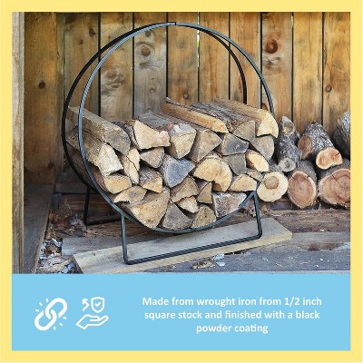 Black Powder-Coated Iron 36" Hoop Firewood Rack