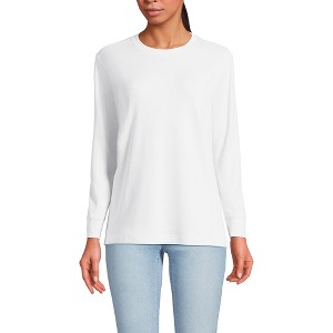 Lands' End Women's Long Sleeve Cotton Interlock Crew T-Shirt - 1 of 3