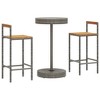 vidaXL 3 Piece Patio Bar Set Gray Poly Rattan&Solid Wood Acacia - 3 of 4