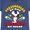 Girls' - Peanuts - Snoopy Preschooler By Day Superhero By Night Fitted Short Sleeve Graphic T-Shirt - 2 of 4