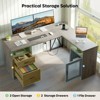 Bestier Farmhouse L Shaped Desk with Drawers, 63" Office Computer Corner Desk with Charging Station,Cabinet & Modesty Panel for Home Office - 3 of 4