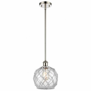Farmhouse Rope - 1 Light Stem Hung Mini Pendant In Industrial Style-10 Inches Tall and 8 Inches Wide - 1 of 1