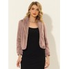 INSPIRE CHIC Women's Cropped Lapel Long Sleeve Fluffy Faux Fur Jackets - 3 of 4