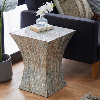 Pearl Inlay Hourglass Accent Table 15"x19" - Multicolor