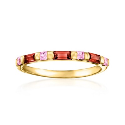 Ross-Simons 0.40 ct. t.w. Garnet and .20 ct. t.w. Pink Sapphire Ring in 14k Yellow Gold Size 9