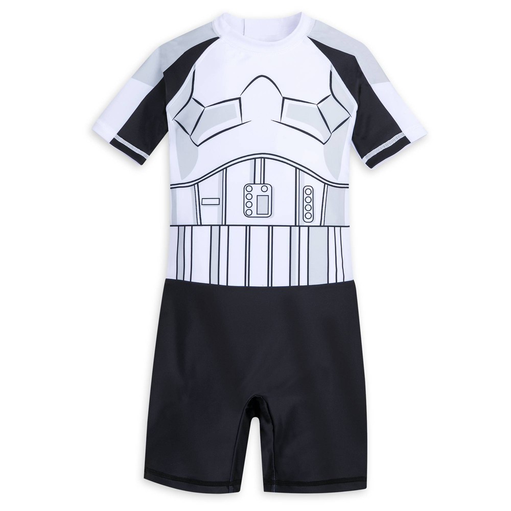 Photos - Swimwear Disney Boys' Adaptive Stormtrooper Swimsuit - Black/White S -  Store 
