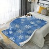 1-Pack Blue Snowflake Cozy Blanket, Soft Warm Flannel All-Season Winter Throw with White Snowflakes on Blue, Christmas Gift. - 2 of 4