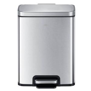 EKO Stainless Steel 6L Madison Step Trash Can Brushed: Indoor Silver Kitchen Trash Can with Lid, Spot Clean, 11.8" Height - 1 of 4