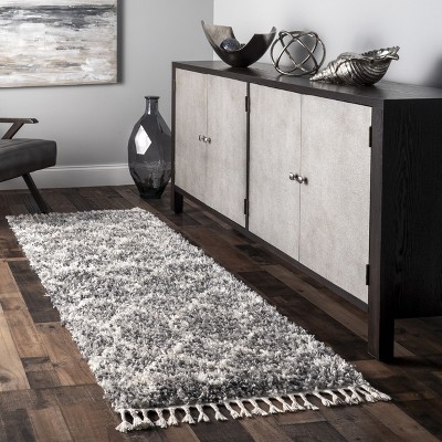 Transitional Kristi Easy-Care Shag Runner Rug, 2' 6" x 8', Gray