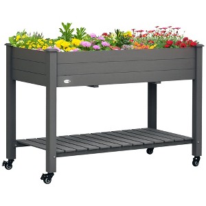 Aghana Digitals Elevated Fir Wood Planter Box with Storage Shelf, 36"x20"x30" Raised Garden Bed for - 1 of 4