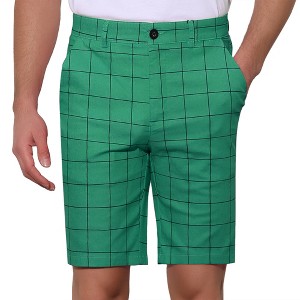 Lars Amadeus Men's Summer Slim Fit Flat Front Plaid Dress Shorts - 1 of 4