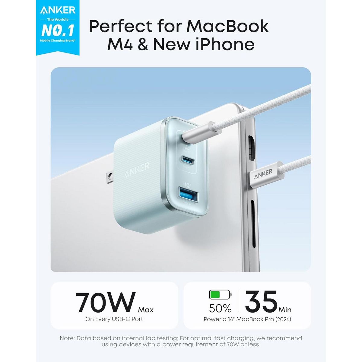 Anker Nano Charger, Ultra-Fast 70W Output 3-Port - thumbnail 8