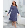 BLUEMING Womens Plus Size Ribbed Knit Sweater Dress Long Sleeve Square Neck Flowy Comfy Casual Dress - 3 of 4