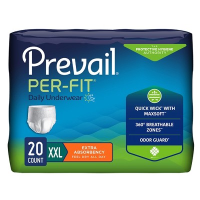 Prevail Per-Fit Extra Disposable Underwear Pull On with Tear Away Seams 2X-Large, PF-517/1, 20 Ct