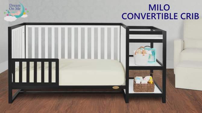 Dream On Me Milo 5-In-1 Convertible Crib and Changing Table, 2 of 9, play video