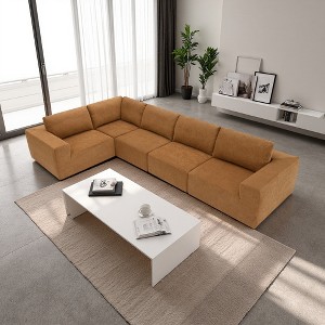 147" Oversized L-Shaped Sectional Sofa, Terrycloth Upholstery - 1 of 4