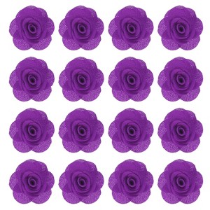 Unique Bargains Silk Alloy Created Camellia Flower Lapel Pin for Men Suit 2 x 1.3 inch 16 Pcs - 1 of 4