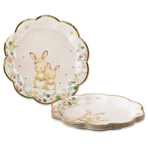 Tea Time Whimsy 9 in. Premium Paper Plates - Pink (Set of 16)