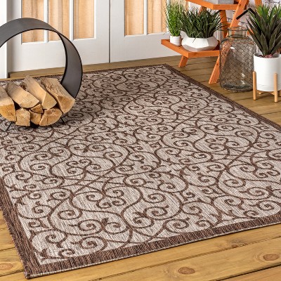 Madrid Vintage Filigree Taupe/Espresso 3'x5' Synthetic Area Rug