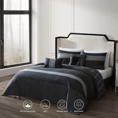Bebejan Kyle 100% Cotton Sateen 5 Piece Reversible Comforter Set, All Season Bedding Set - Queen — фото 2