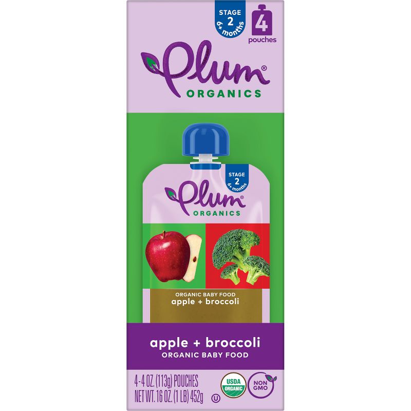 Plum Organics 4pk Apple &#38; Broccoli Baby Food Pouches - 16oz, 6 of 13
