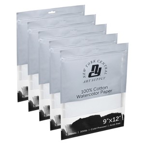 New York Central Watercolor Paper Sheets, 9x12 Inch, 300lb Cold Press, Pack of 25 - Professional Grade, Acid-Free, Archival, Superior Surface - 1 of 4