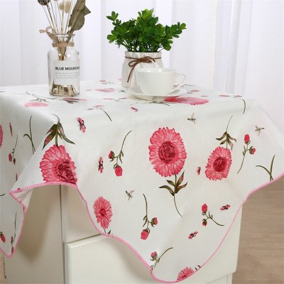 35"x35" Square Vinyl Water Oil Resistant Printed Tablecloths Pink Sunflower - PiccoCasa