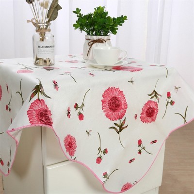 35"x35" Square Vinyl Water Oil Resistant Printed Tablecloths Pink Sunflower - PiccoCasa