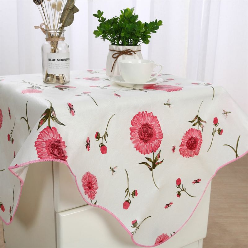 35"x35" Square Vinyl Water Oil Resistant Printed Tablecloths Pink Sunflower - PiccoCasa, 2 of 5