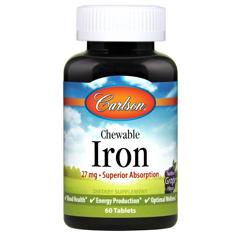 Carlson - Chewable Iron, 27 mg, Superior Absorption, Blood Health, Natural Grape Flavor, 1 of 5