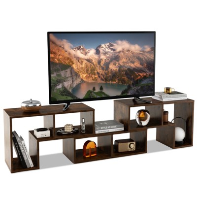 Tangkula 3 PCS Adjustable TV Stand Minimalist Entertainment Center for 43 55 60 65 Inch TV Media Console Table Brown/Black/White