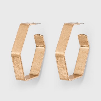 Hexagon Hoop Earrings - Universal Thread™ Gold