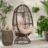 Patio Wicker Swivel Egg Chair With Water Resistant Cushion,Outdoor Egg Chair With Iron Frame,PE Rattan Woven Lounge Egg Chair-Coolbibila - 2 of 4