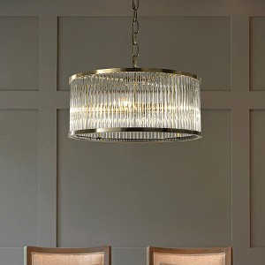 ALOADECOR Modern Glam Glass Drum Chandelier Contemporary Hanging Light For Living Room Entryway Bedroom - 1 of 4