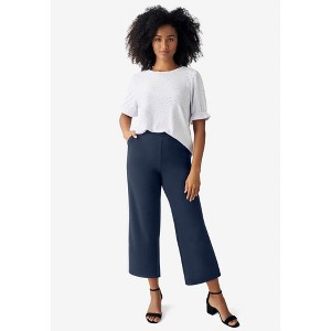 ellos Plus Size Pull-On Crop Wide Leg Pants - 1 of 3