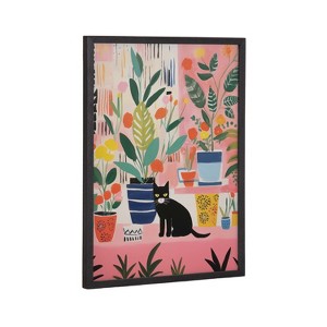 Kate & Laurel All Things Decor 12"x16" Gallery Whimsical Houseplants and a Black Kitty Cat Print by The Creative Bunch Studio Black - 1 of 4