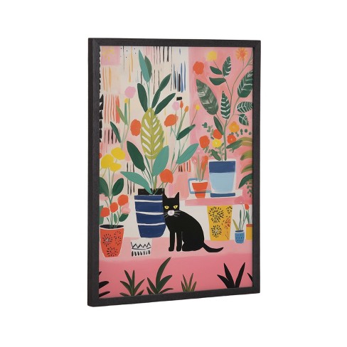 Kate & Laurel All Things Decor 12"x16" Gallery Whimsical Houseplants and a Black Kitty Cat Print by The Creative Bunch Studio Black - image 1 of 4