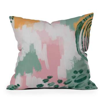 18"x18"Justin Shiels in Abstract Square Throw Pillow Pink/Green - Deny Designs