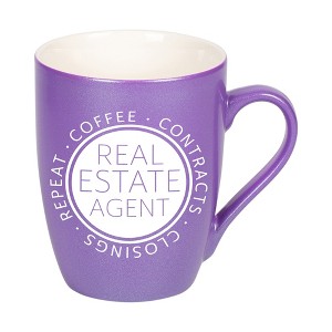 Elanze Designs Coffee Contracts Closings Real Estate Agents Passion Purple 10 ounce New Bone China Coffee Cup Mug - 1 of 4