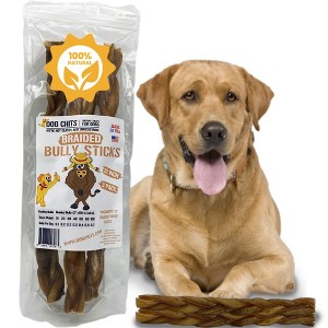 Dog Chits Braided Bully Sticks for Dogs and Puppies | Natural Healthy Long Lasting Chew for Large and Small Dogs Protein Treats | Odor Free - 1 of 4