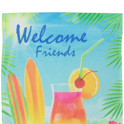 Tropical Blue Polyester Welcome Friends Yard Banner