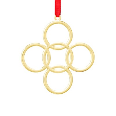 Nambe Twelve Days of Christmas Ornament Five Golden Rings, Made of Silver and Gold Plate