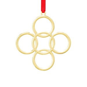 Nambe Twelve Days of Christmas Ornament Five Golden Rings, Made of Silver and Gold Plate - 1 of 4